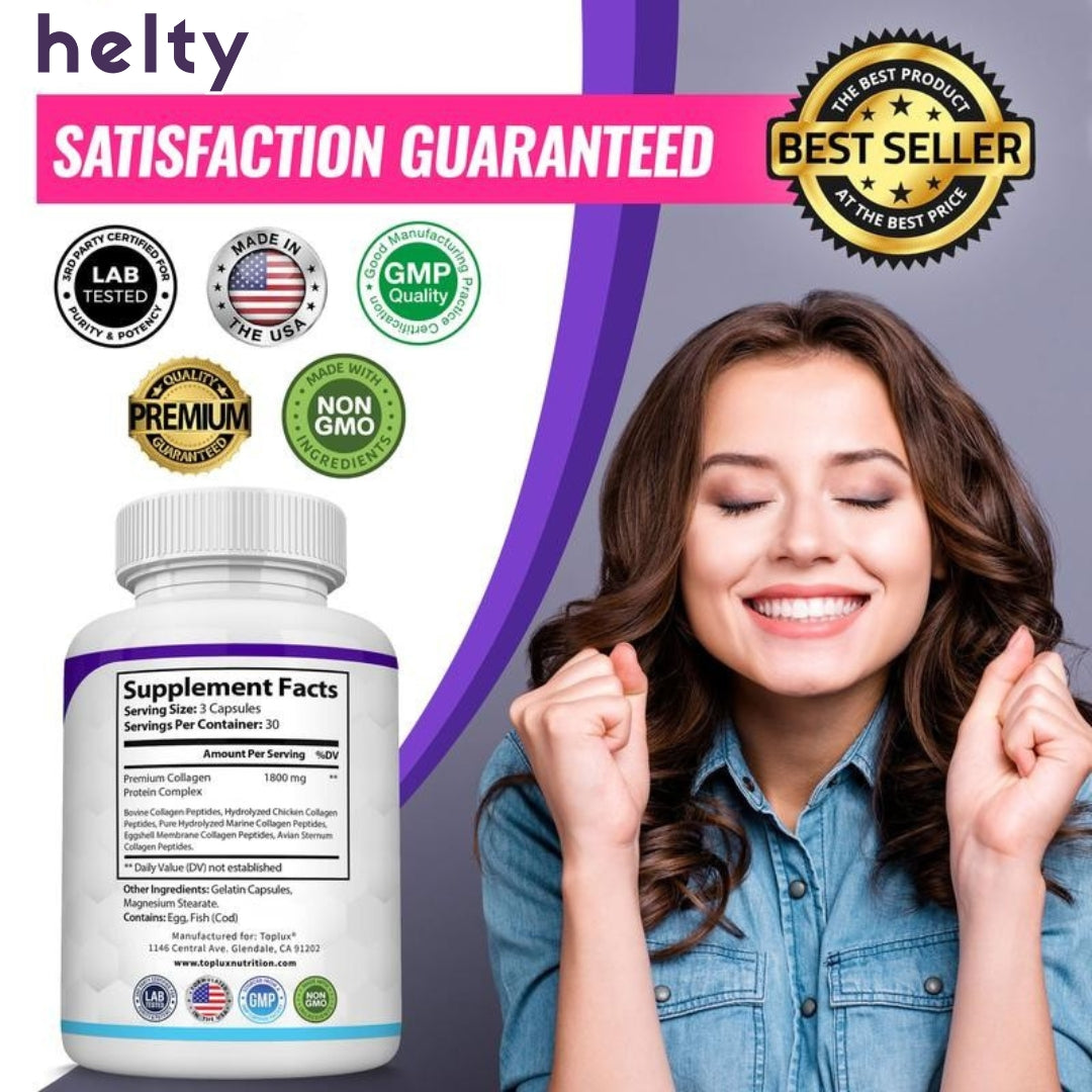 Helty Multi-Collagen Peptides 1800mg – Skin, Hair, Joints & Nails