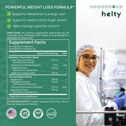 Helty Metaburn GLP-1 Supplement for Women & Men